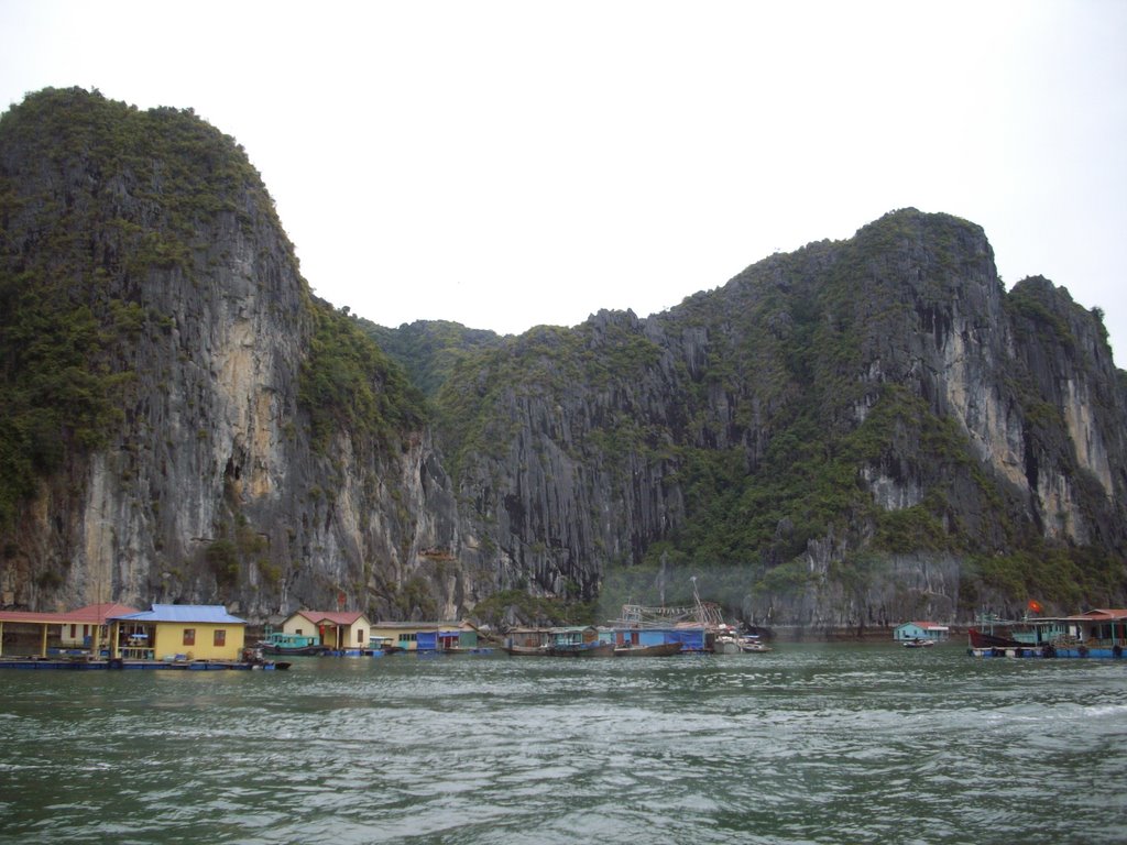 Village flottant dans la Baie d'Halong, Vietnam by Balexter