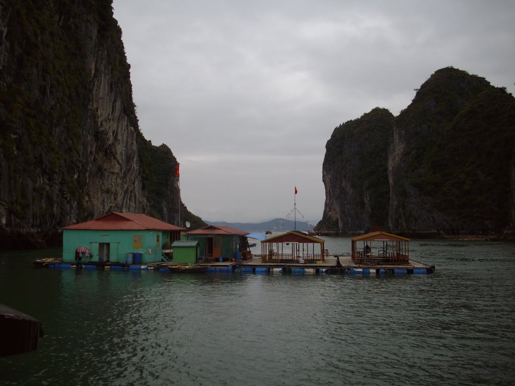 Village flottant dans la Baie d'Halong, Vietnam by Balexter