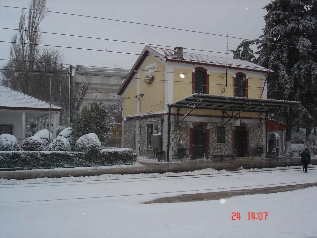 Agios Stefanos Train Station Snow 2006 by magdoula