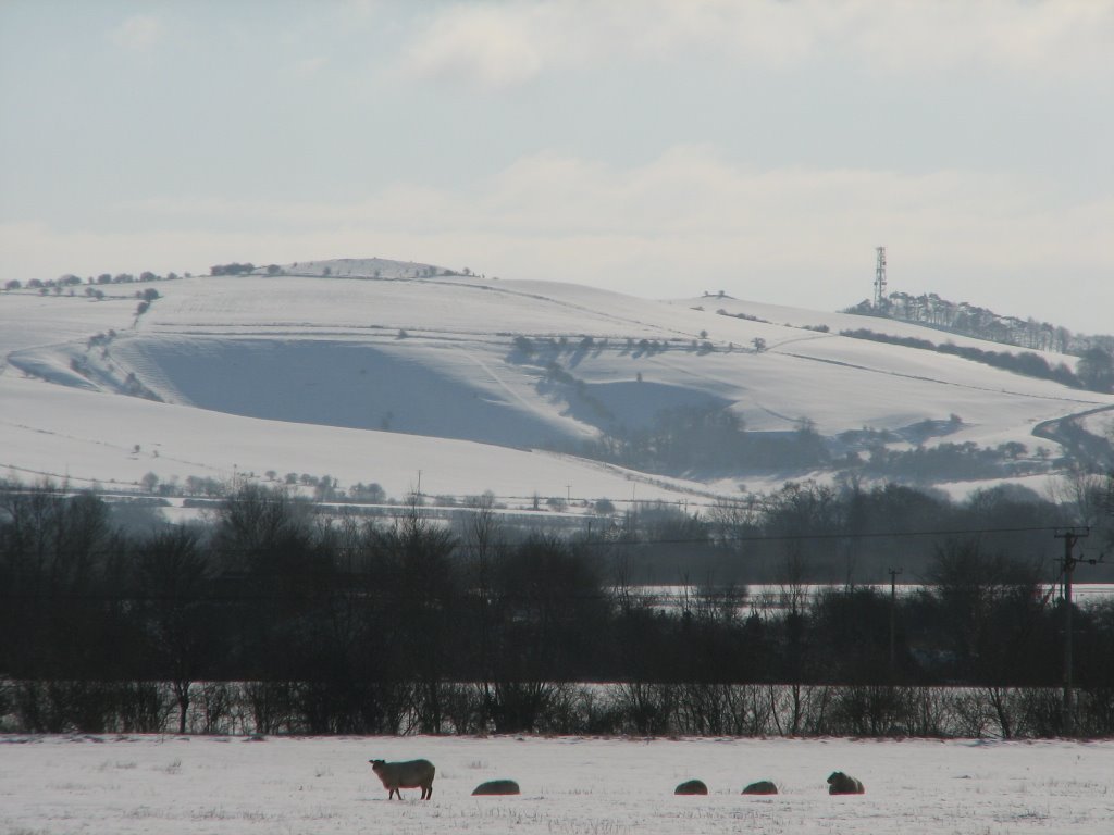 Snowy Charlbury Hill view by Phil Bunce