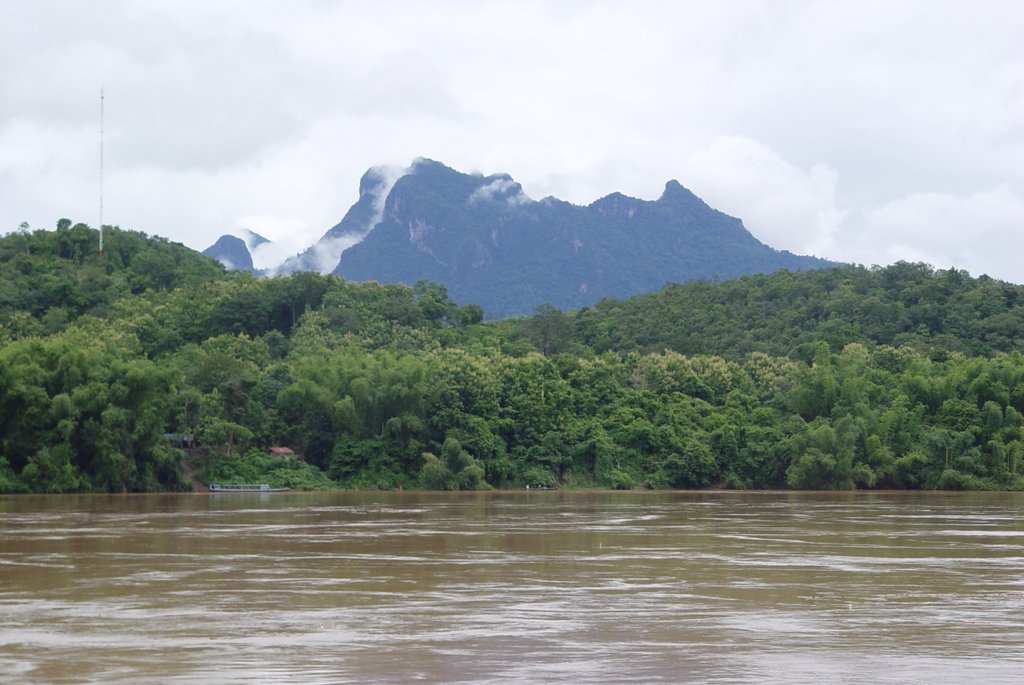 Hills over Mekong Near Pak Ou Cave by Wolfgang Karpati