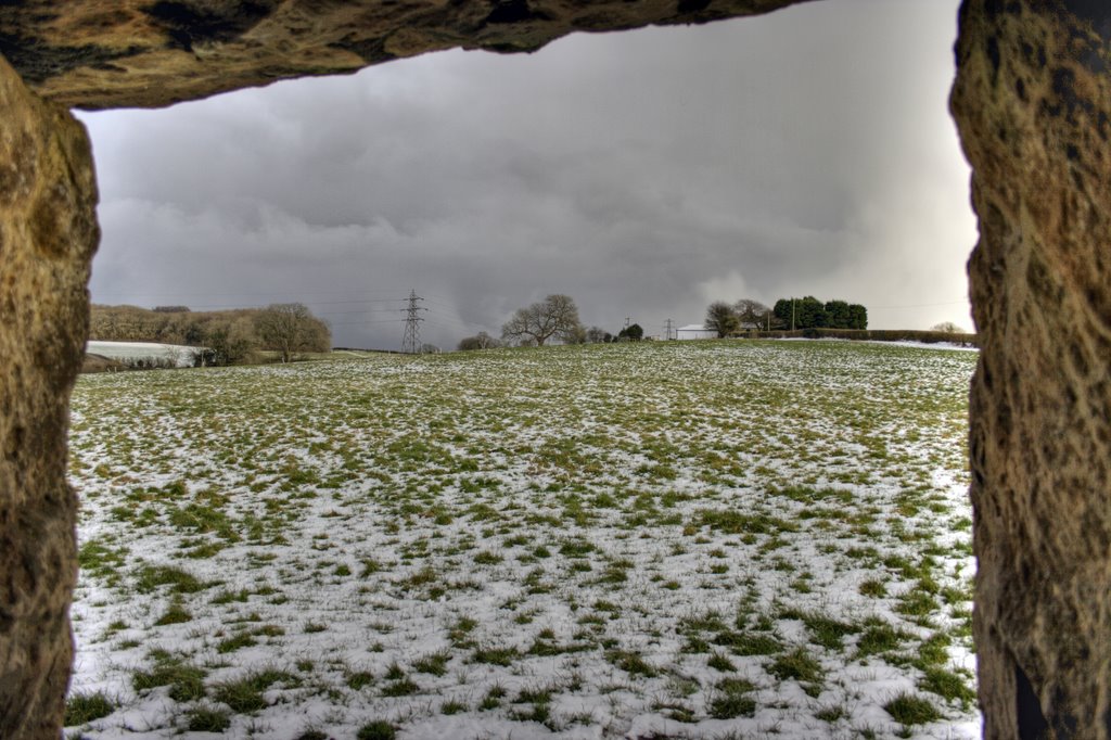 St Lythans burial chamber in the snow looking out by fillup