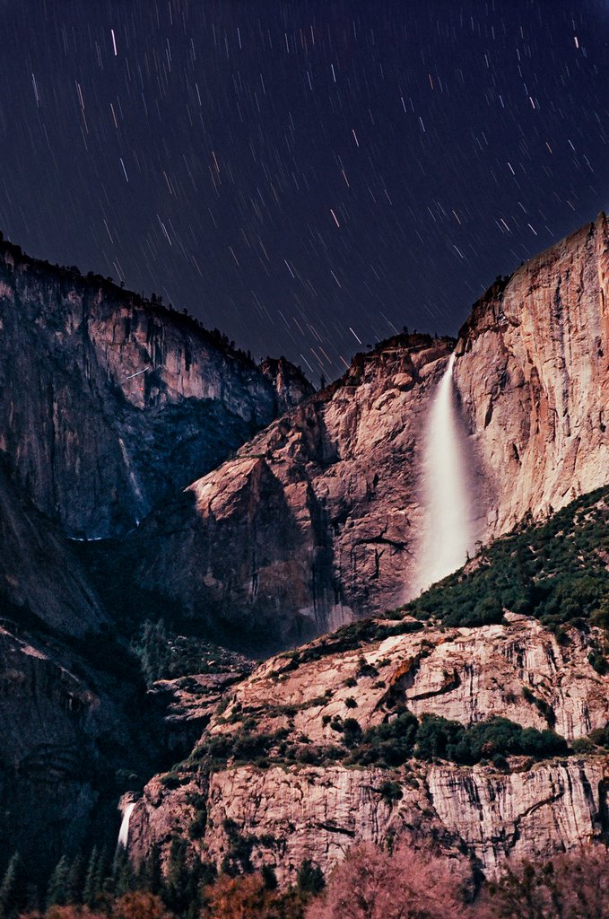 Night Shot (time exposure) Yosemite falls by Terence Collins