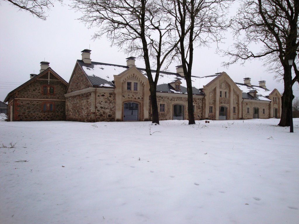 Stalls at Rūmene manor in winter by ainars brūvelis