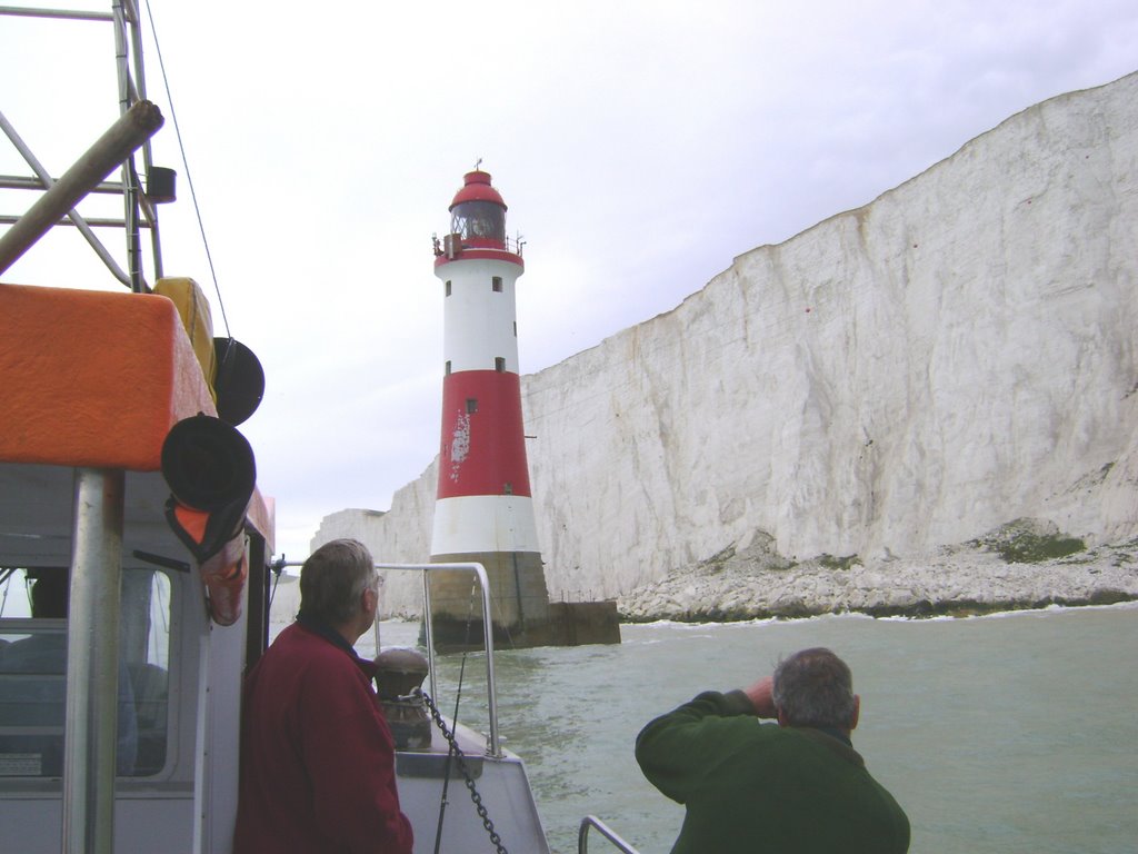 Beachy Head lighthouse from boat by OldKen