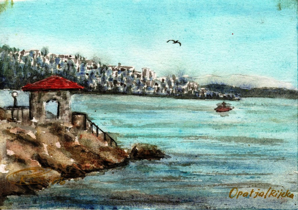 Blick von Opatja nach Rijeka, Aquarell by Andromeda/R. Stetsch…