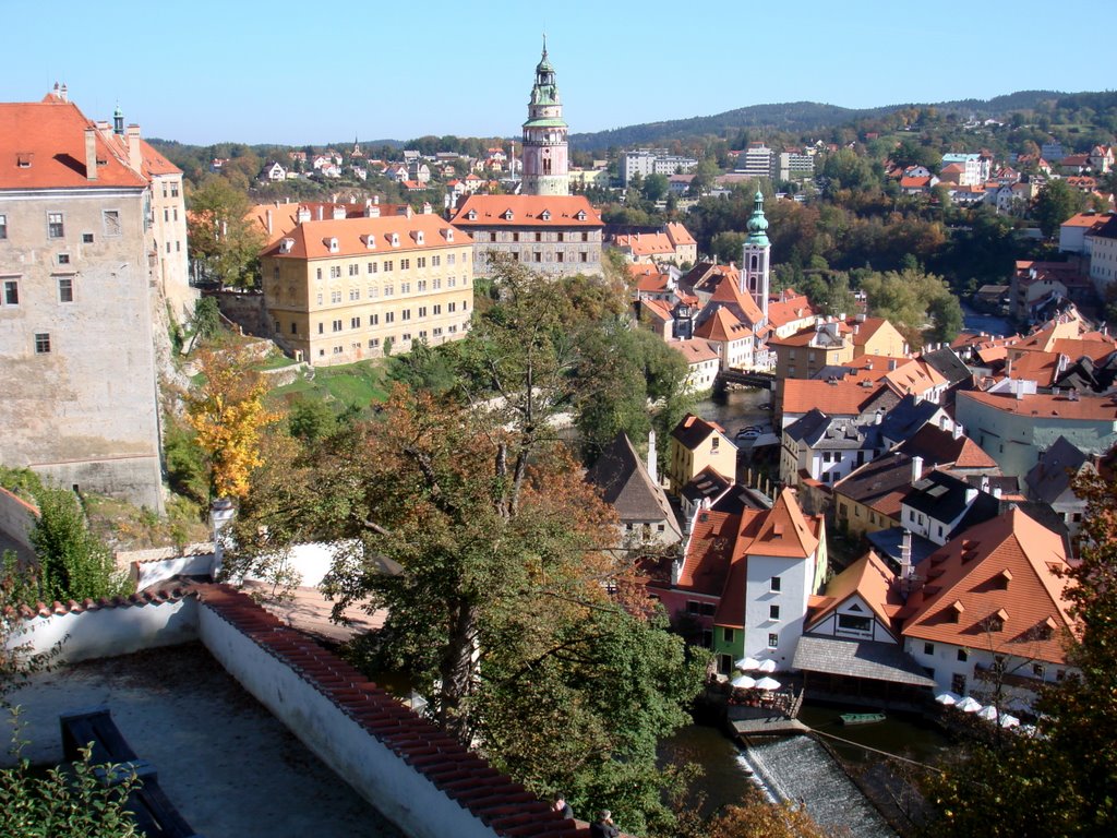 Cesky Krumlov, view from the castle gardens by Tom Forster-Smith