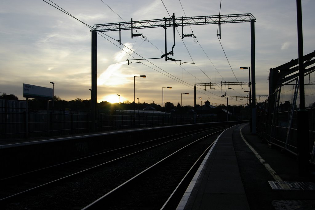 Sunrise over Hythe Station, Colchester. October 2008 by Robert Shepter