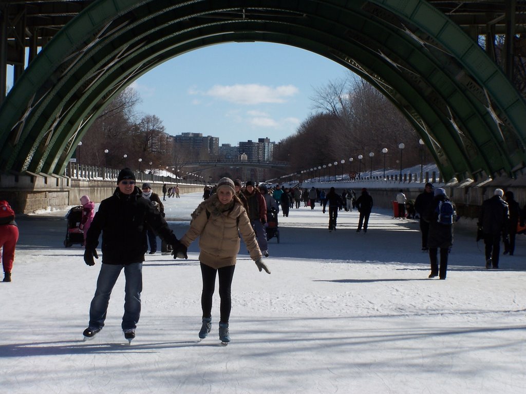 Ottawa, skating on the Rideau Canal. View south-east. February 2009 by januszl