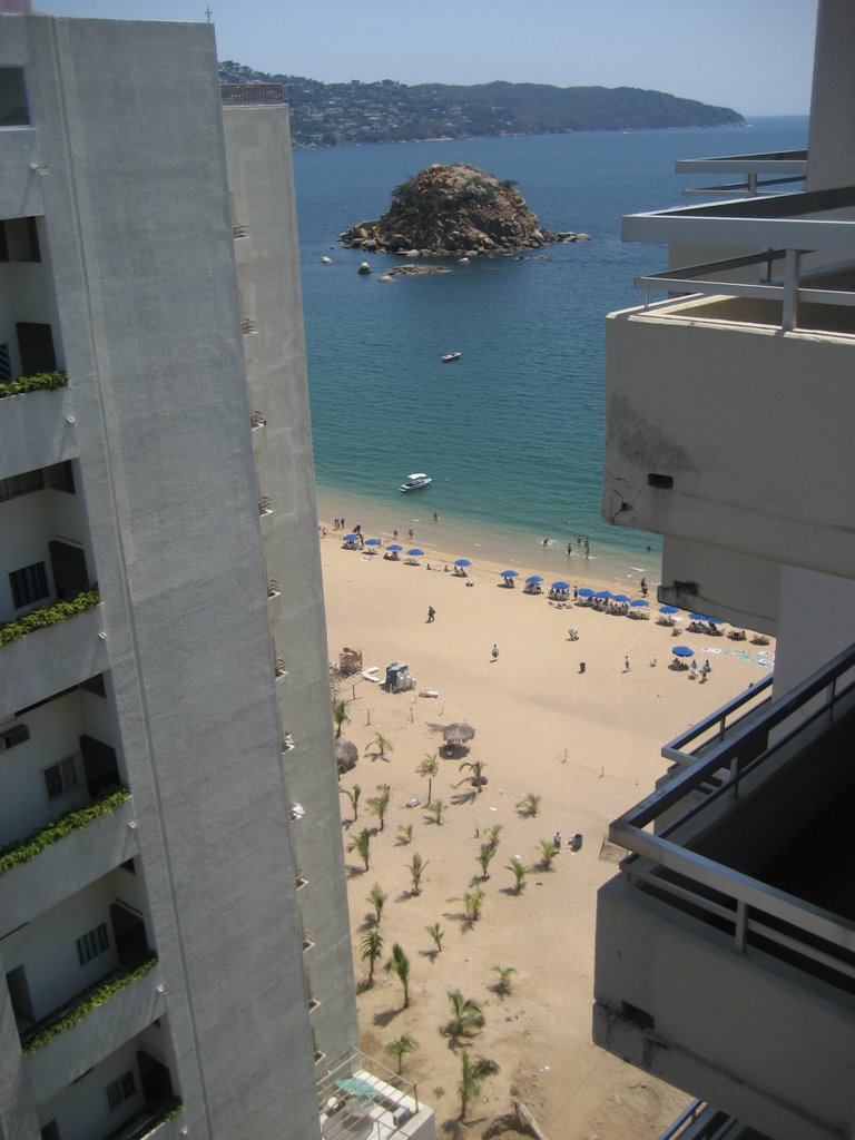 View from La Playa Suites Penthouse of Island in Middle of Acapulco Bay by jdimagio5