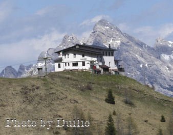 Rifugio Scarpa con sullo sfondo il San Sebastiano. by Duilio Da Campo