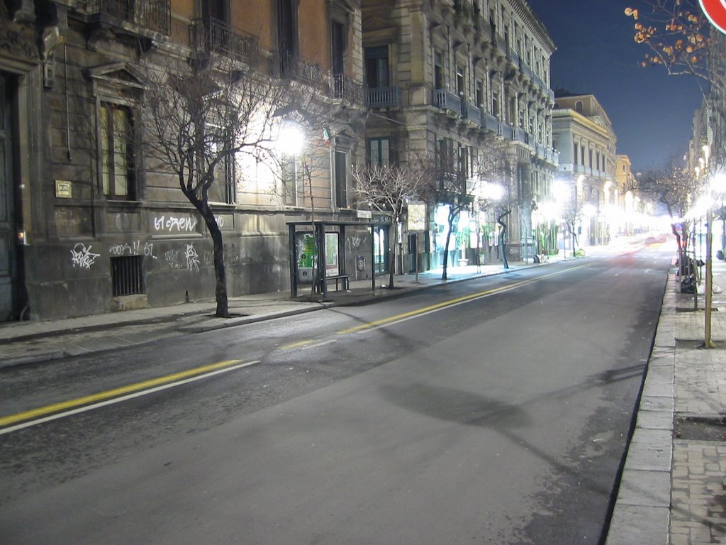 Nightly view of Viale Regina Margherita from Piazza Roma by Marco Anastasi