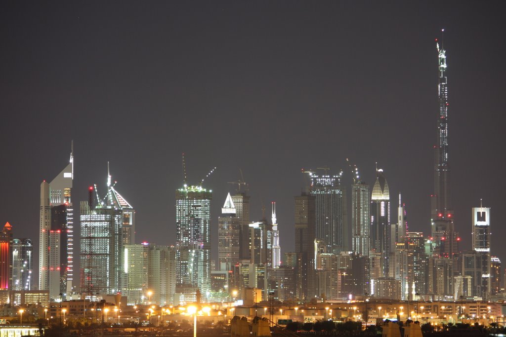 Dubai skyline at night by Marc Lemke