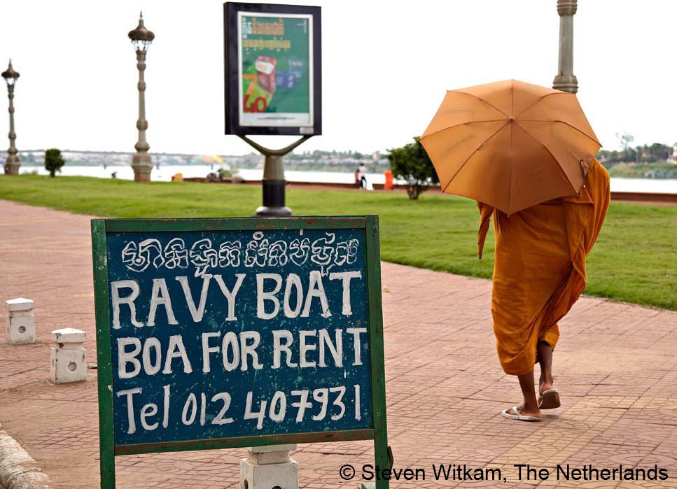 Monk at the Boulevard in Phnom Penh by Steven Witkam