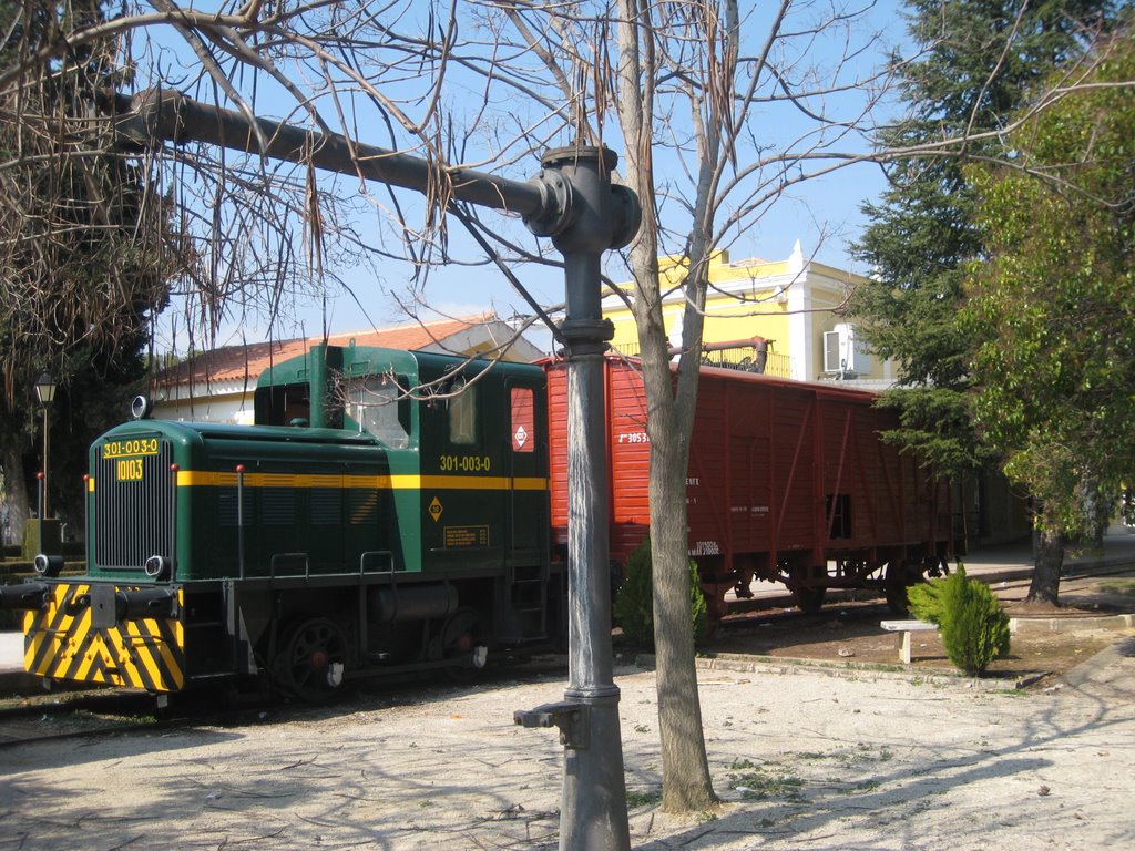 Estación de FF.CC. de Cabra. Aguada, tractor de maniobras y vagón. by palnic