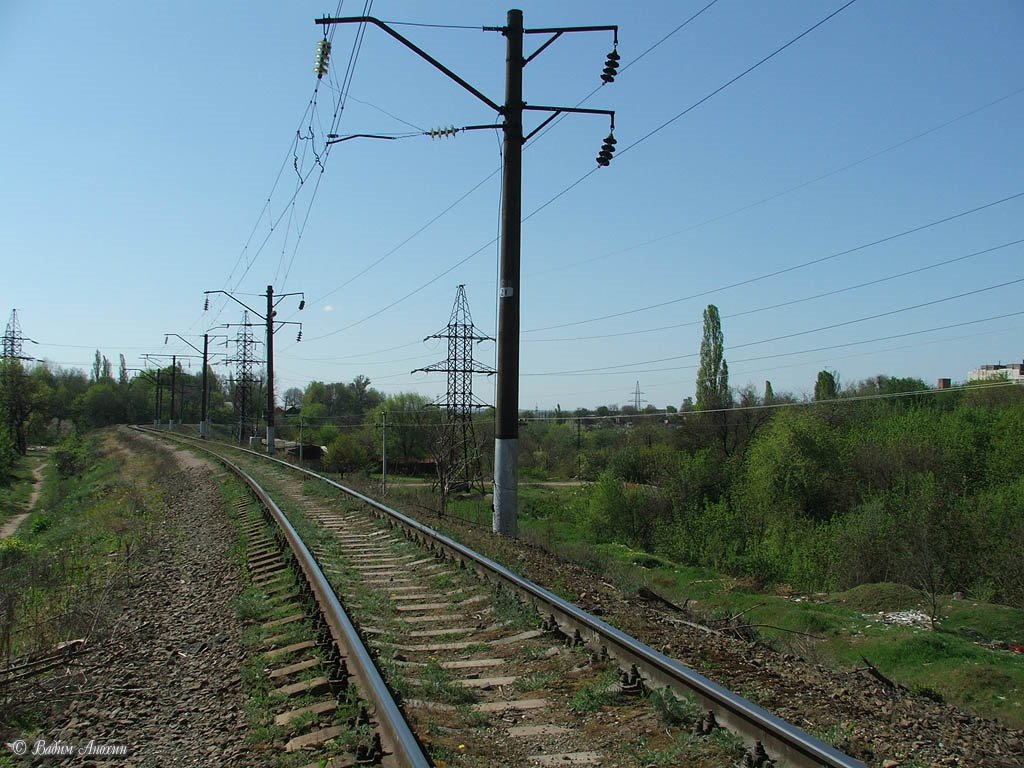 Railway to the bridge over Green island by Vadim Anokhin