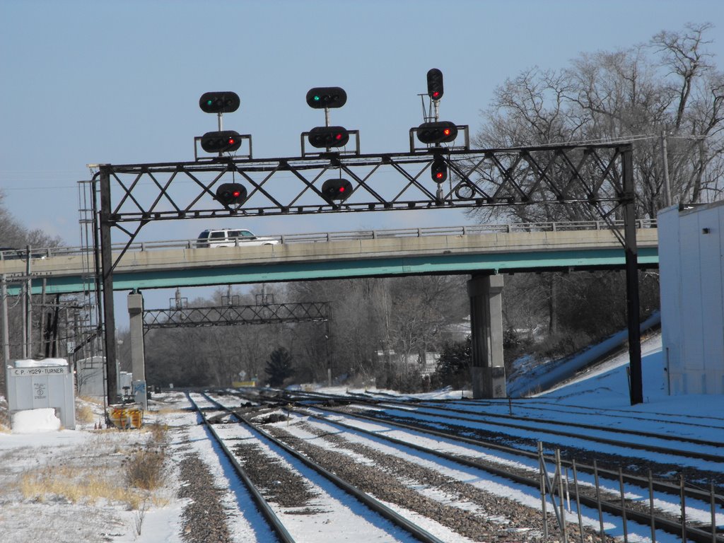 Looking east down tracks from Metra station by keithyearman