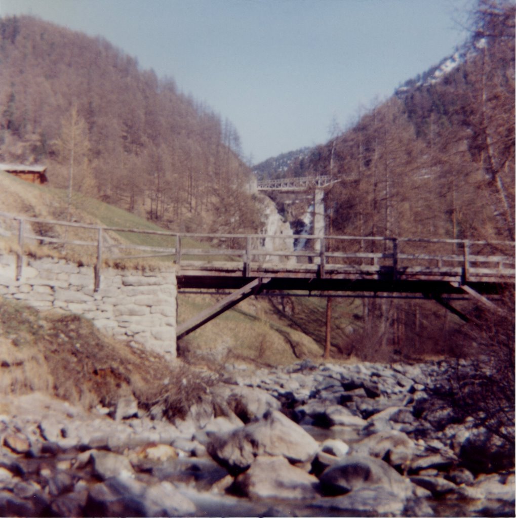 Winkelmatten footbridge and railway viaduct April 1961 by Hugh Knott