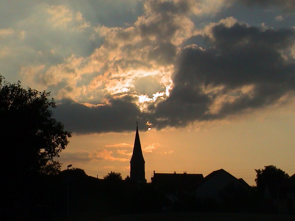 Harthausen auf der Scher - Sonnenuntergang - August 2001 by Dr. Konrad R. Theobald