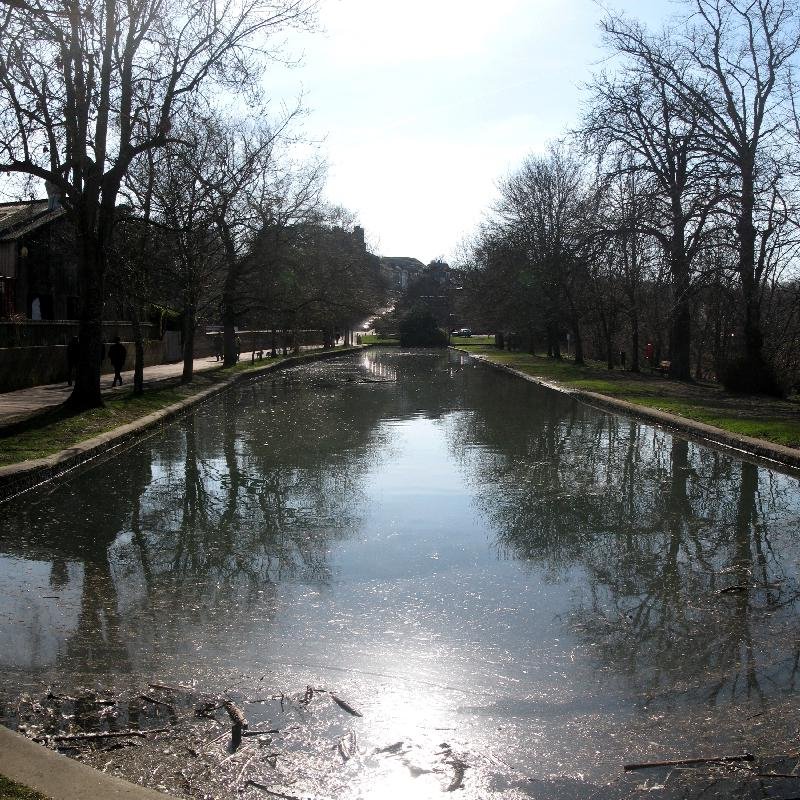 2009.02.27 - view south along Pells Pool towards St John Sub-castro Church and the northern motte of Lewes Castle by Alwyn Rh Joyce