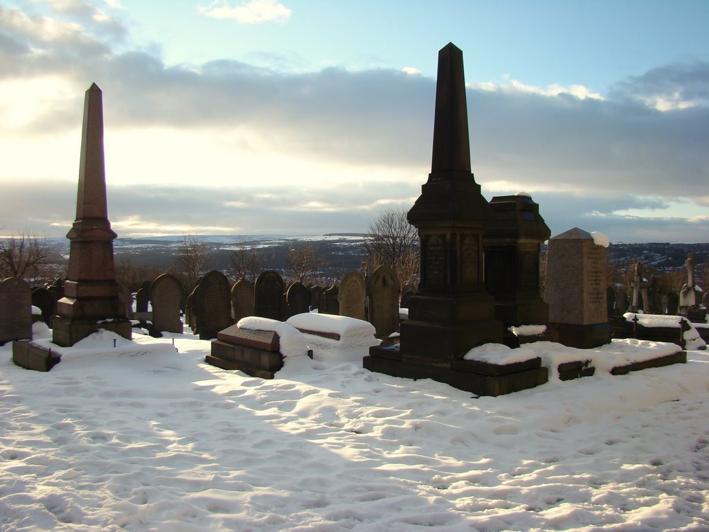 Snowy gravestones in Norton Cemetery, Derbyshire Lane, Sheffield S8 by sixxsix