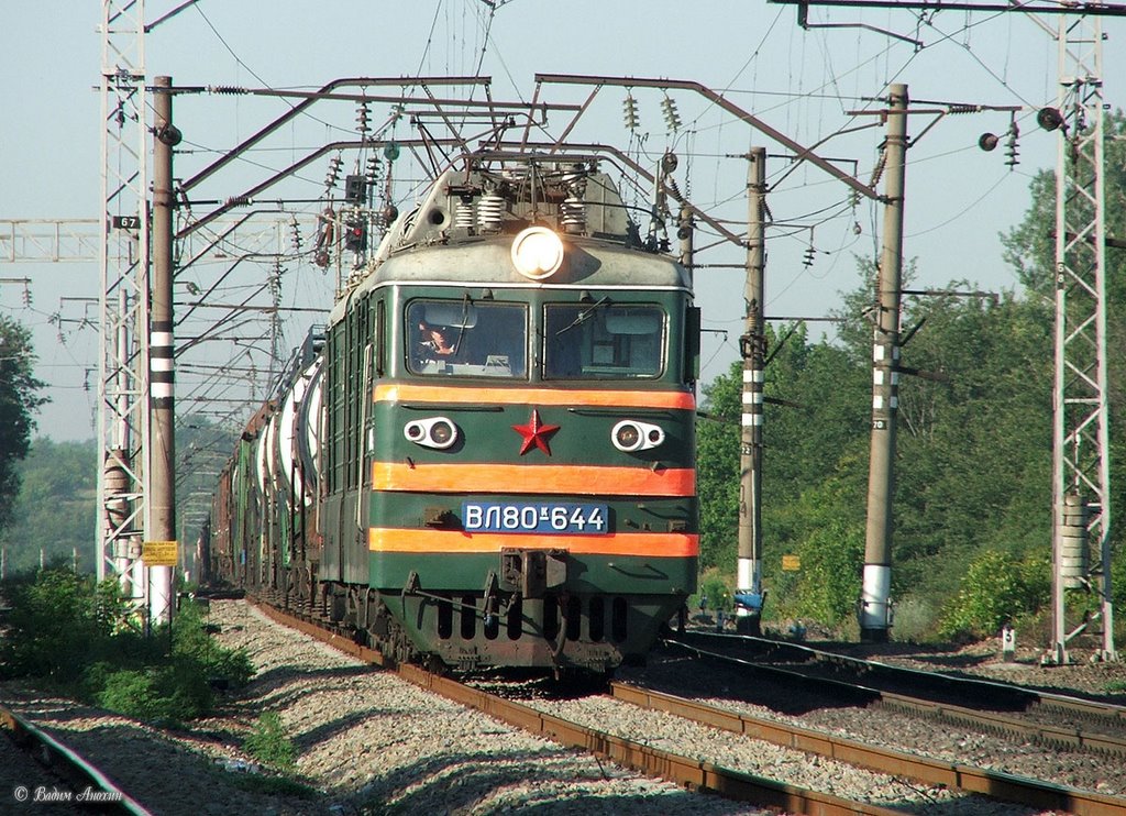 Electric locomotive VL80K-644 with train by Vadim Anokhin