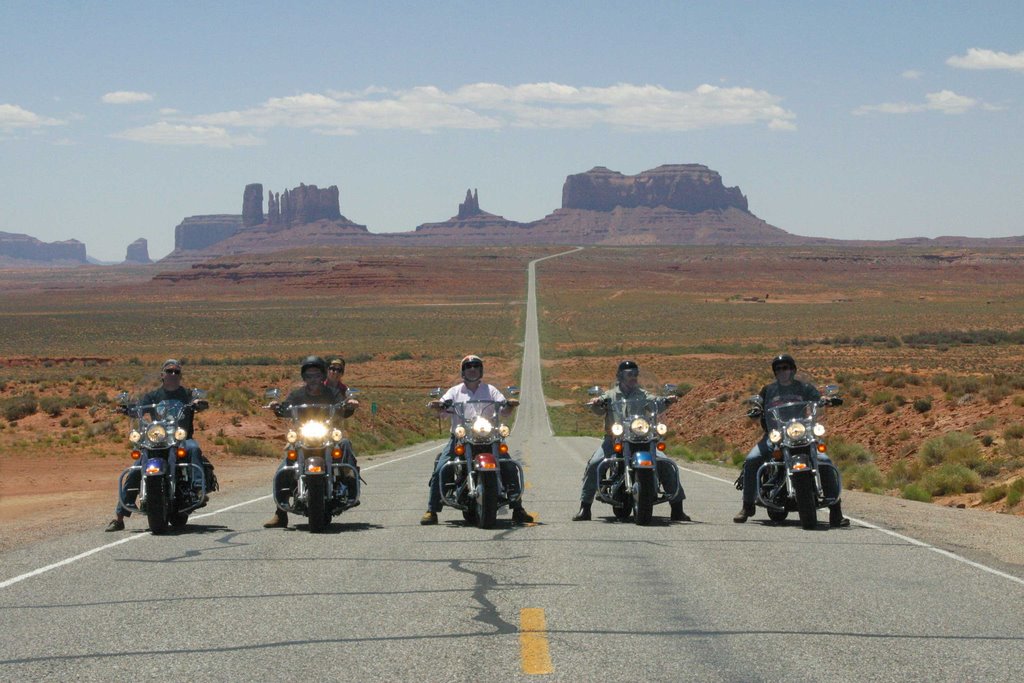 Five bikers riding their Heritage Softail by Christian PERLOT