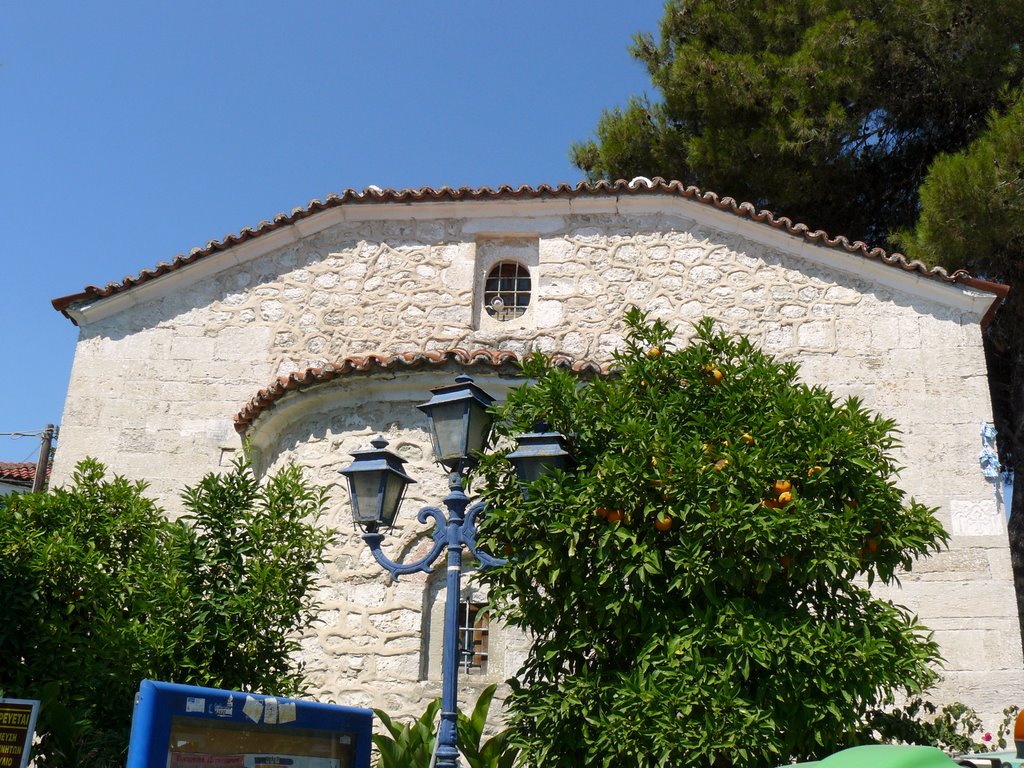 Agios Athanasios church and a tangerine tree, Pefkochori by Bonanca