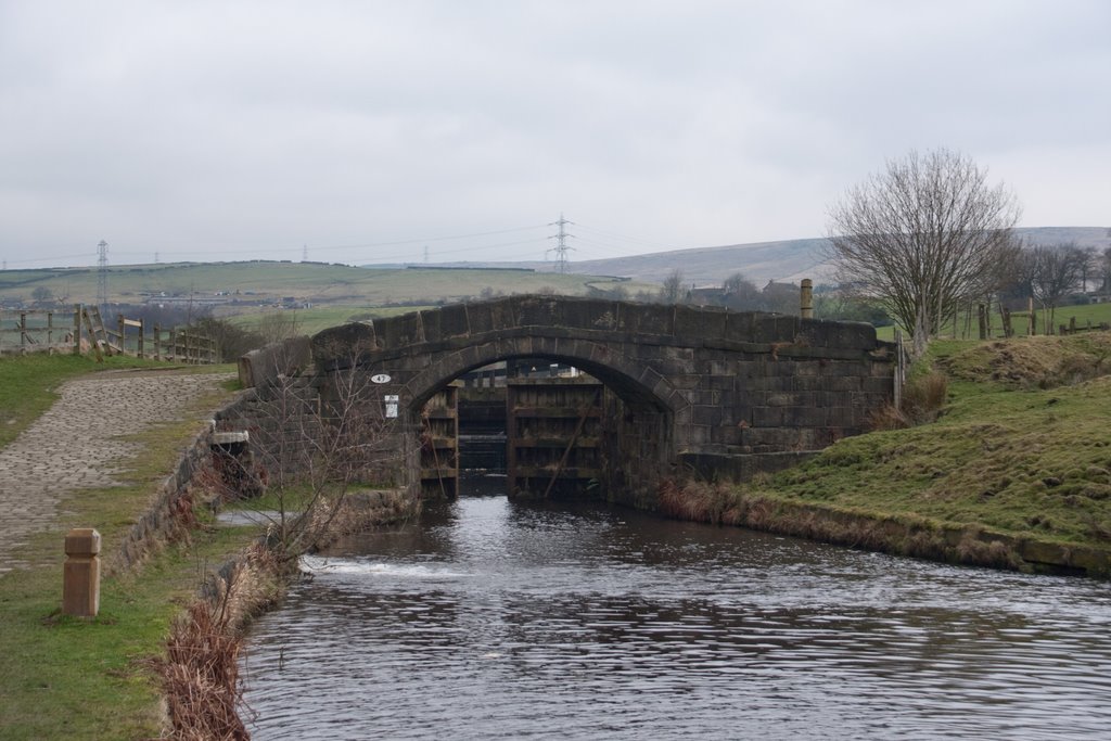 Bridge and Lock on the Rochdale Canal between Littleborough and Summit by Paul Clare