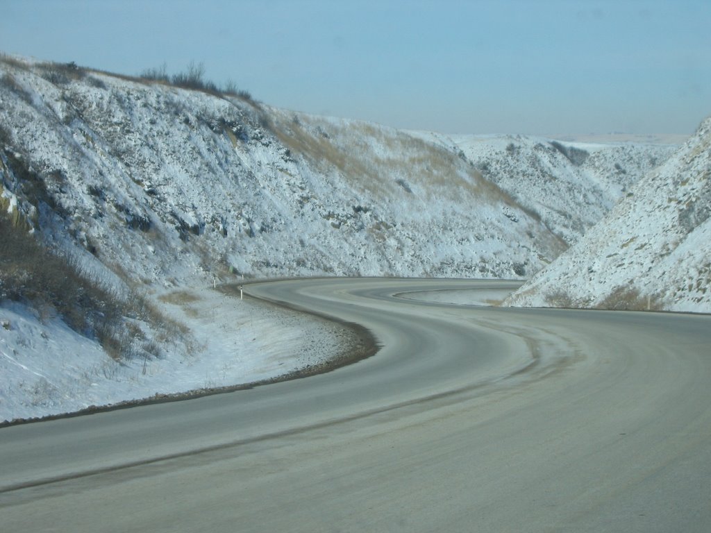 The Snaking Road Down Into the Badlands With Rattlers Near Drumheller AB by David Cure-Hryciuk