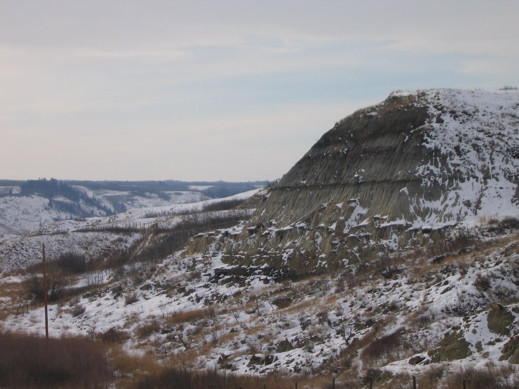 The Red Deer River Badlands At MacKenzie Crossing in February North of Drumheller AB by David Cure-Hryciuk