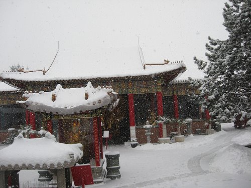 Snow - Buddhist Temple by GayleO