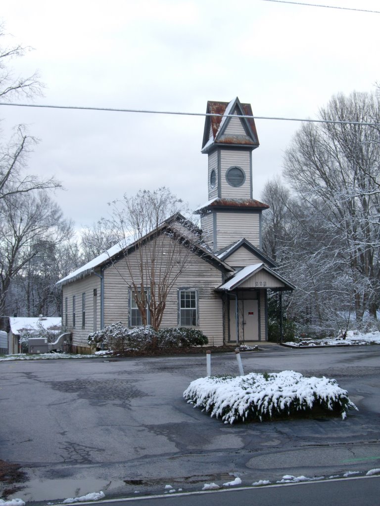 Quirky old church building in Morrisville, NC on a lovely snowy day, 3-2-09 by tompope2001