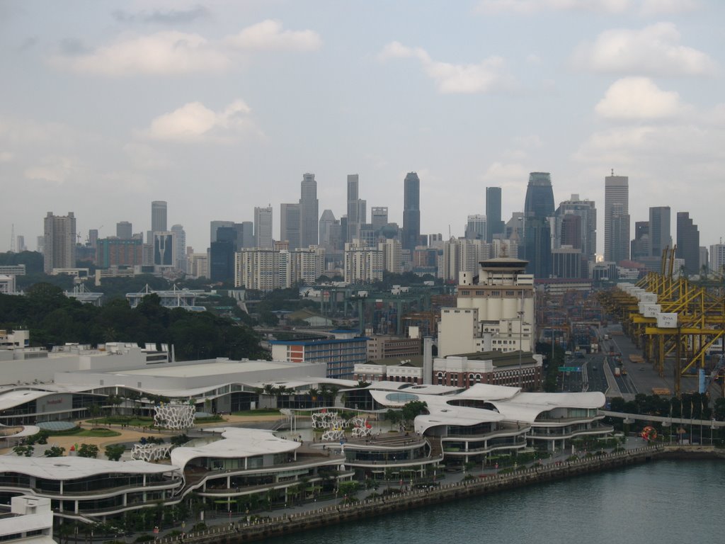 Downtown Singapore from Sentosa by Radu Stefan