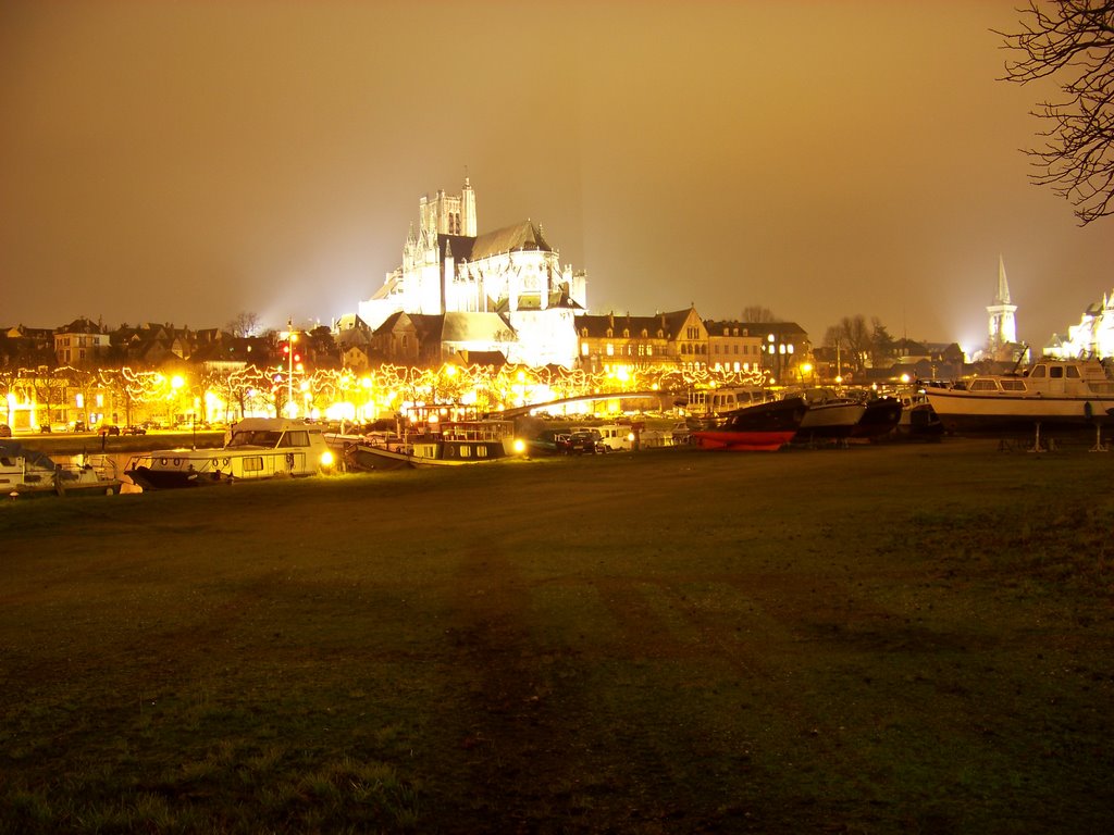 Port de Plaisance d'Auxerre de nuit by Aquarelle Auxerre