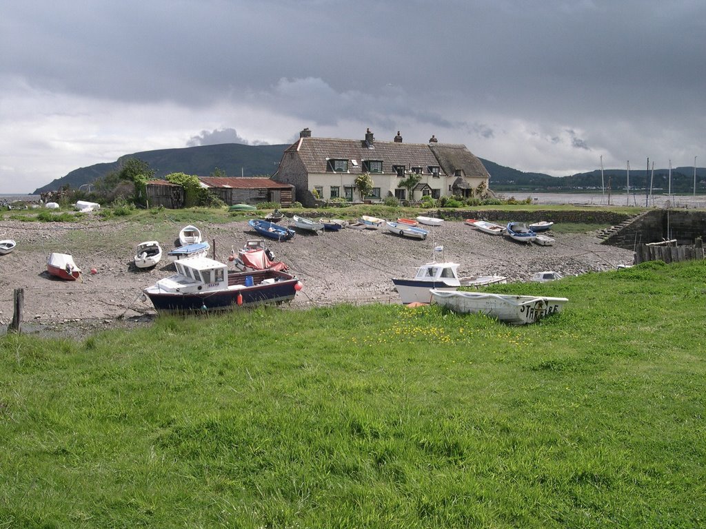 Porlock Wier Cottages at Low Water by johndlee