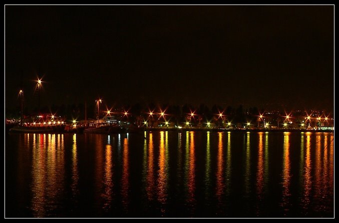 Paphos port at night by madafaka