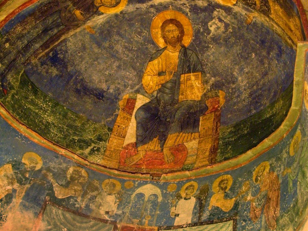 Fresco "Savior on a throne" in cathedral of the Lord's Transfiguration by IPAAT