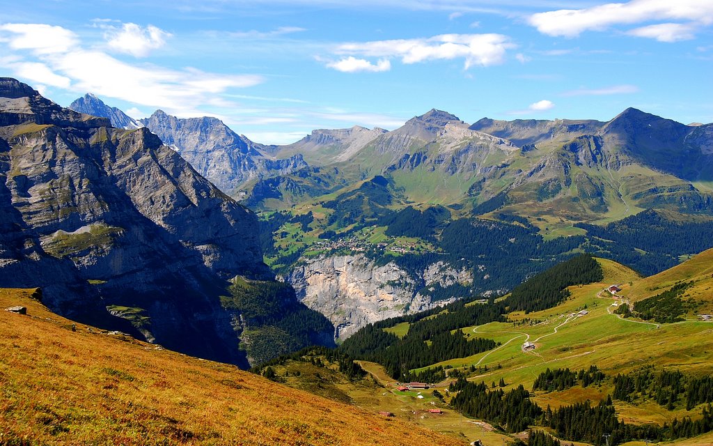 Switzerland, view towards Murren and Schilthorn by Hans J.S.C. Jongstra