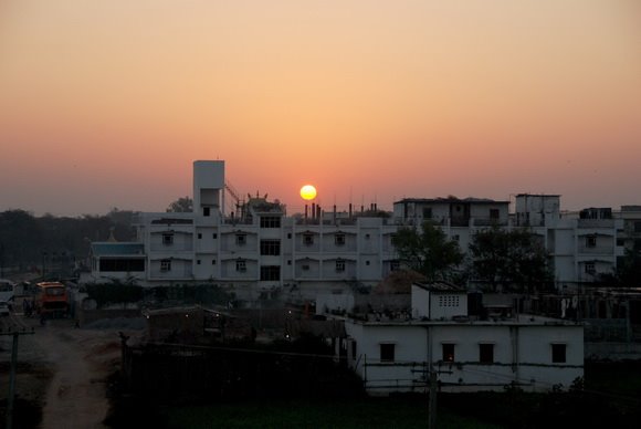 View of Buddha Gaya sunrise seen from Royal Residency Hotel by werayut