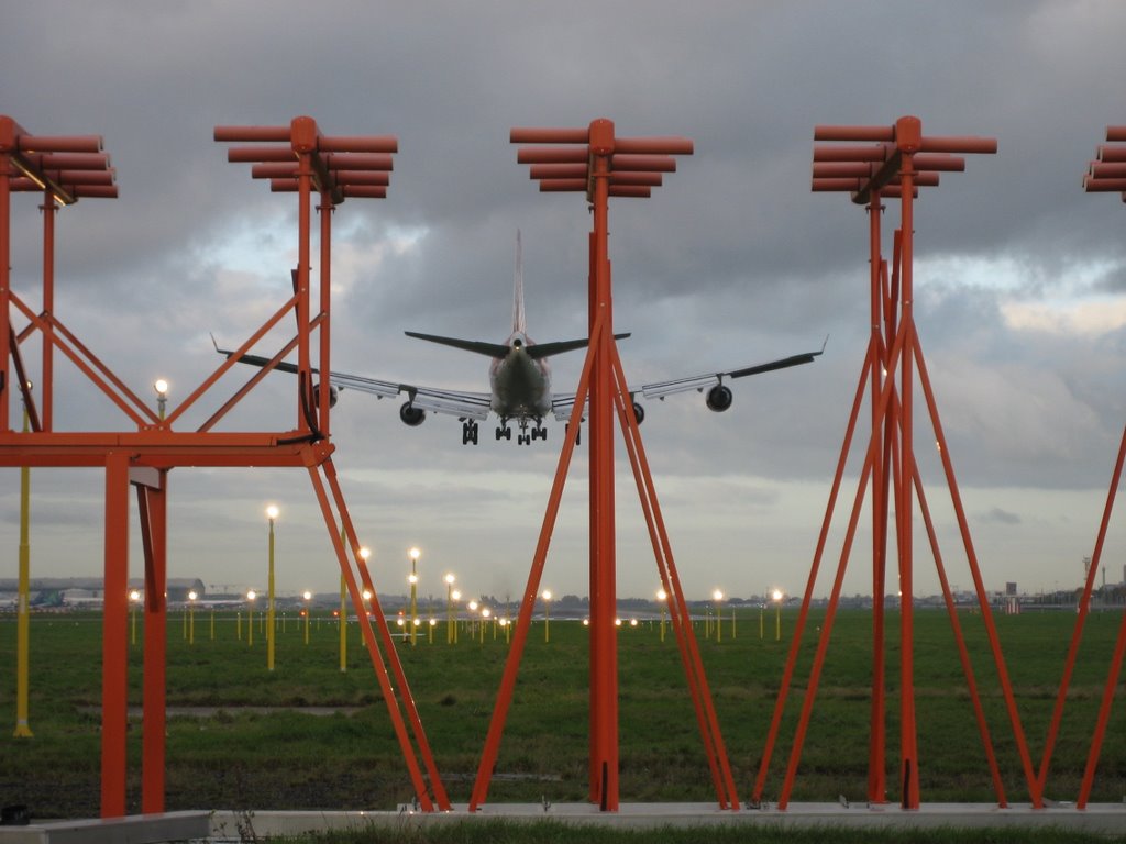 Plane Landing at Heathrow by Chas Perkins