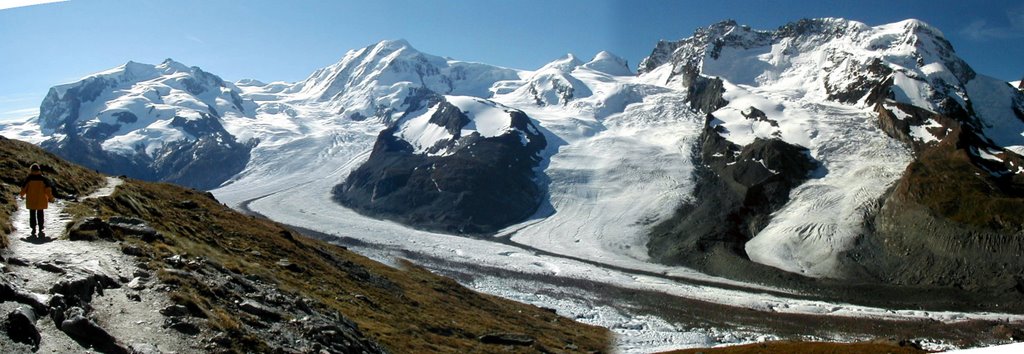 Panorama Monte Rosa, Lyskamm, Castor&Pollux and Breithorn from Gornergrat (left to right) by Rudolf Posch