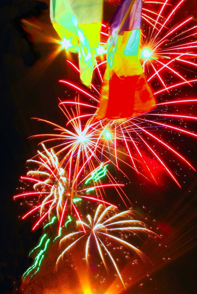 Fireworks and the Romanian Flag by Cristian㋡