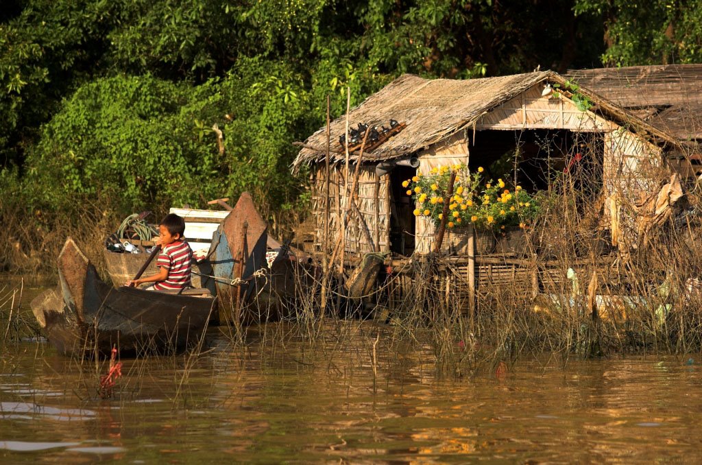 Cambodia - Tonle Sap Lake - River Home by Carl Parker