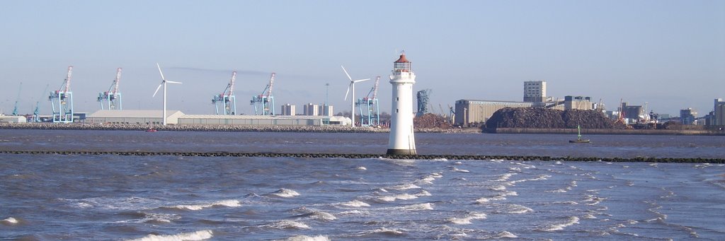 New Brighton Light house and a pile of scrap for China by Bigdutchman