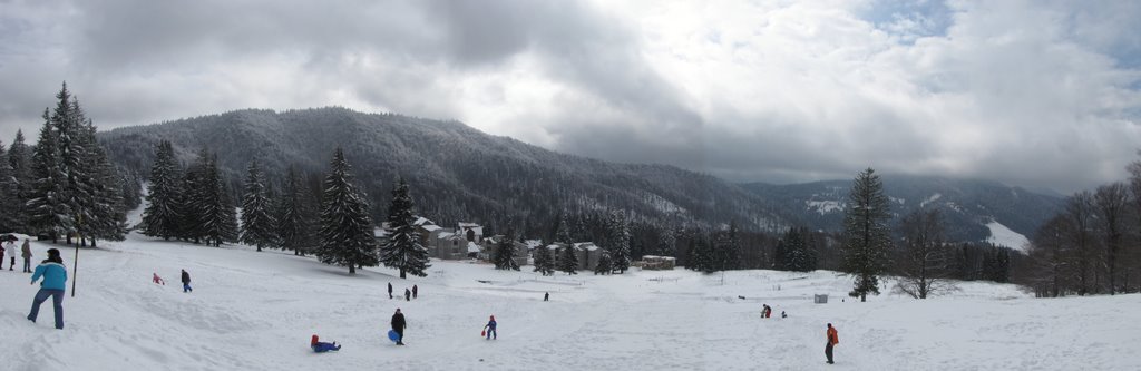 Panorama spre Paraul Rece de la Cabana Trei Brazi by Gabriel Avramovici