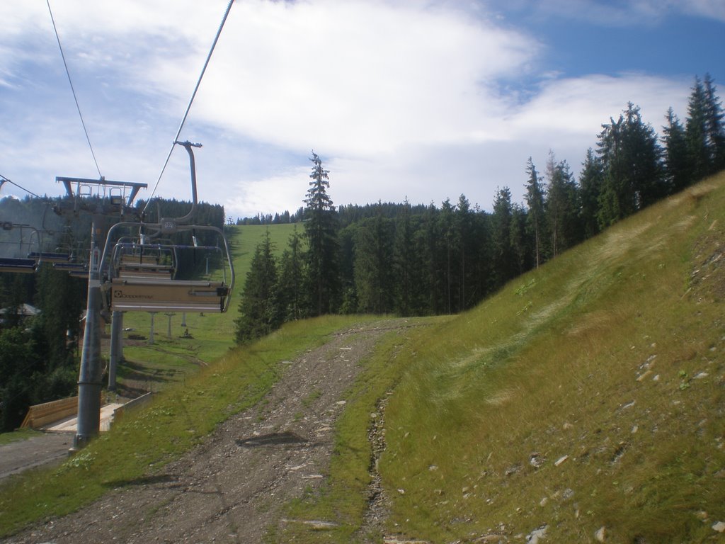 Bukovel s pod'emnika by blowing wind