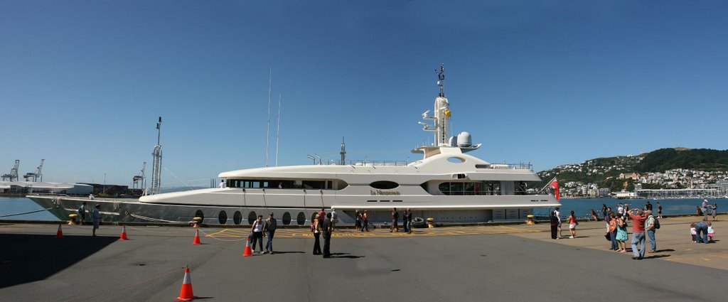 Luxury yacht in port by Fritz Schöne