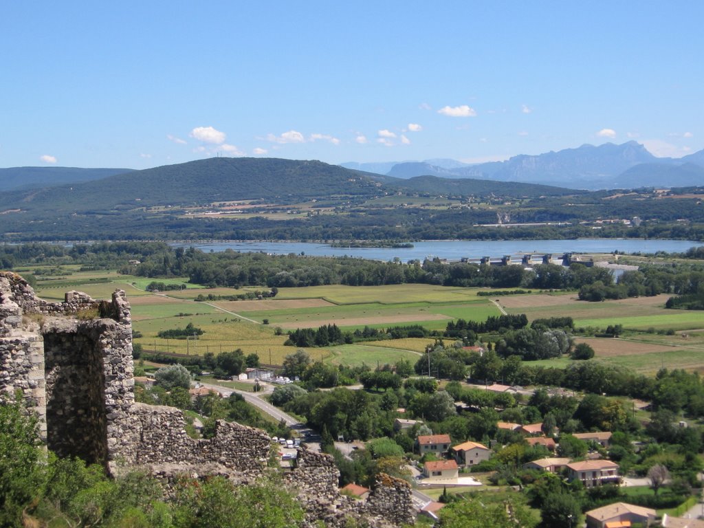 View on Montelimar and Rhone from Rochemaure castle by michiel1972