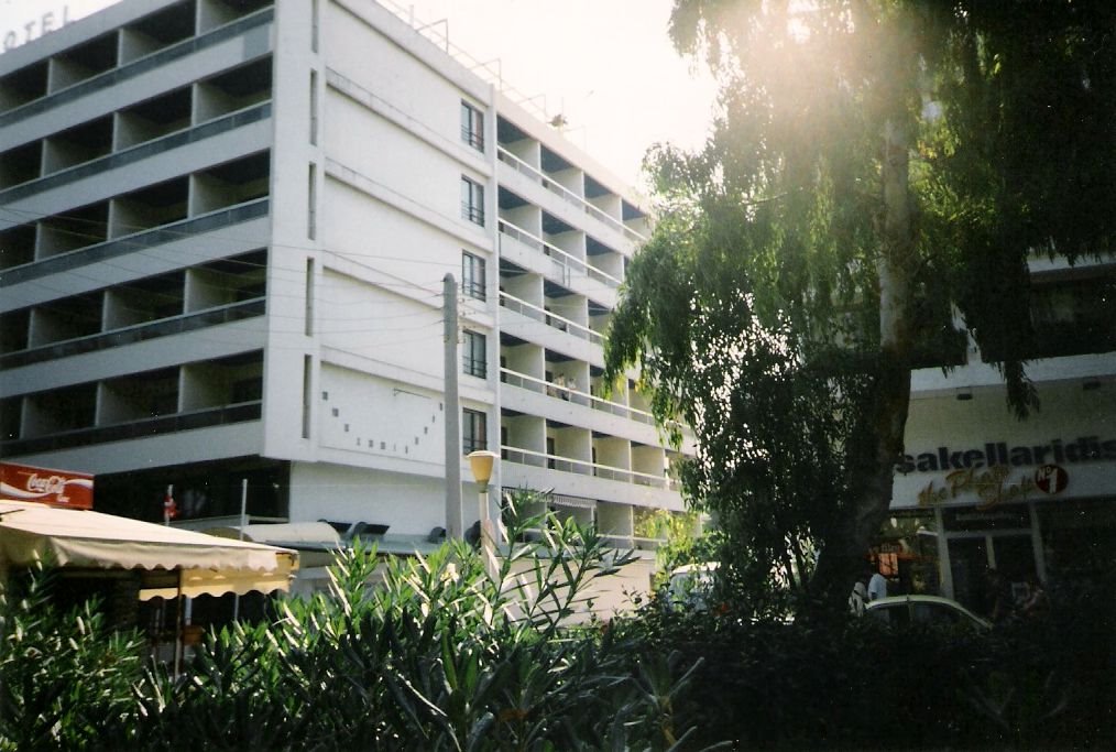 View from the street Ionos Dragoumi the hotel (1996) by argusradim